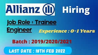 Allianz Technology Off Campus Hiring Freshers for the Role of Trainee Engineer |