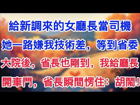 給新調來的女廳長當司機，她一路嫌我技術差，等到省委大院後，省長也剛到，我給廳長開車門，省長瞬間愣住：胡鬧！