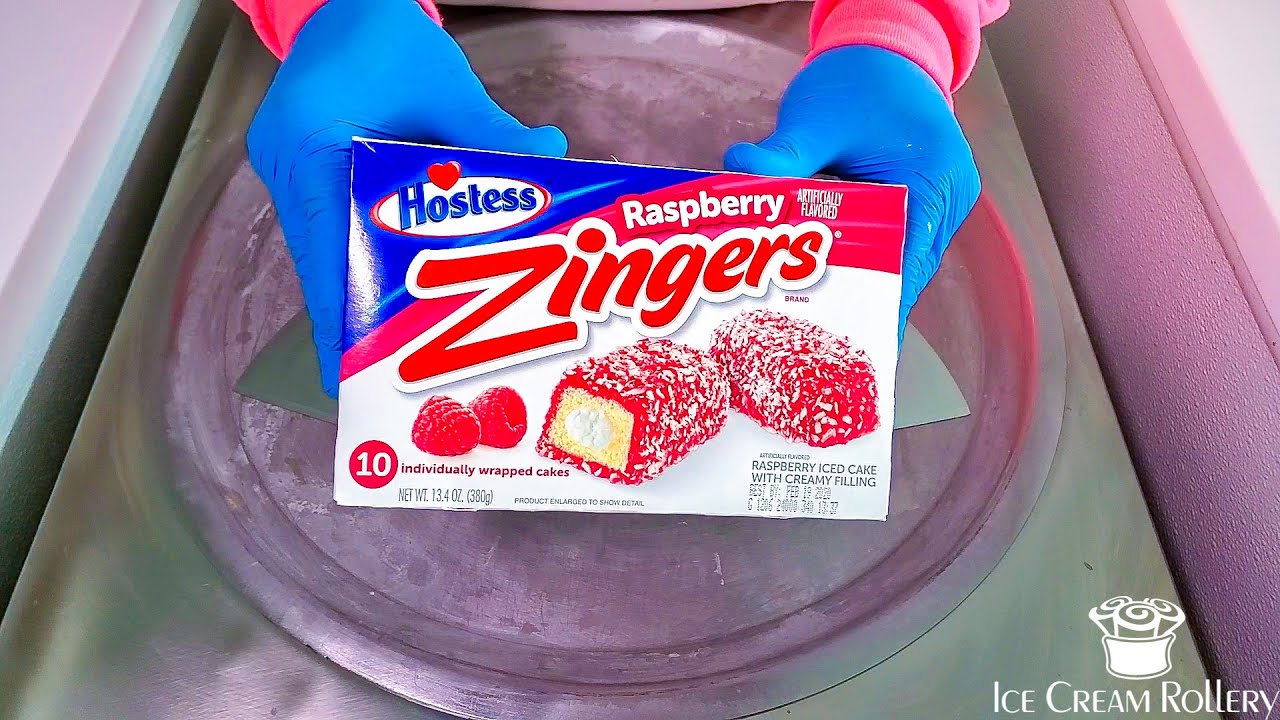 Hostess Raspberry Rolls Ice Cream Rolls | Hostess Raspberry Zingers Satisfying Asmr Rolled Ice ...