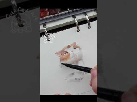 Cute cat      Easy watercolor paint on my notebook shorts