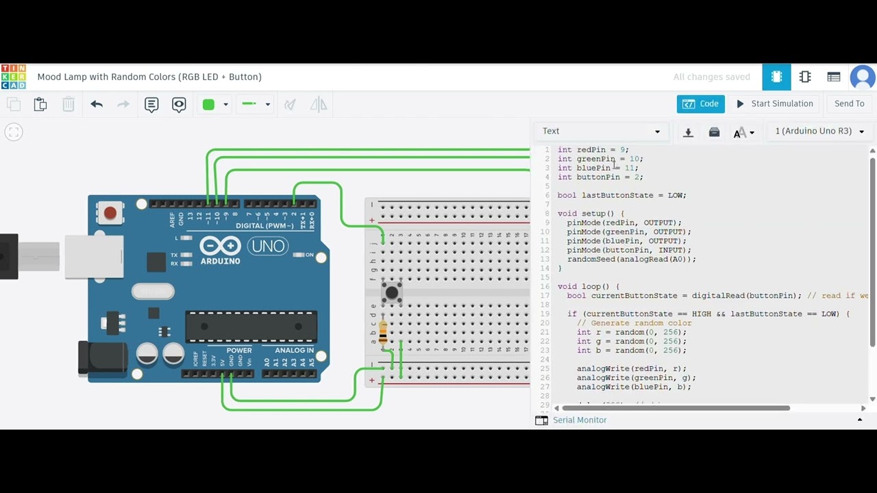 Random Color Mood Lamp – Arduino RGB LED Project (No Talking)