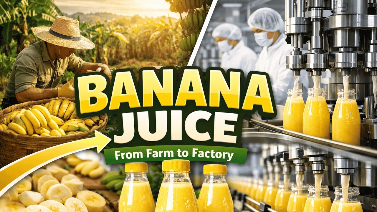 Banana Juice Factory Process | Farm to Bottle Documentary + ASMR Factory Sounds