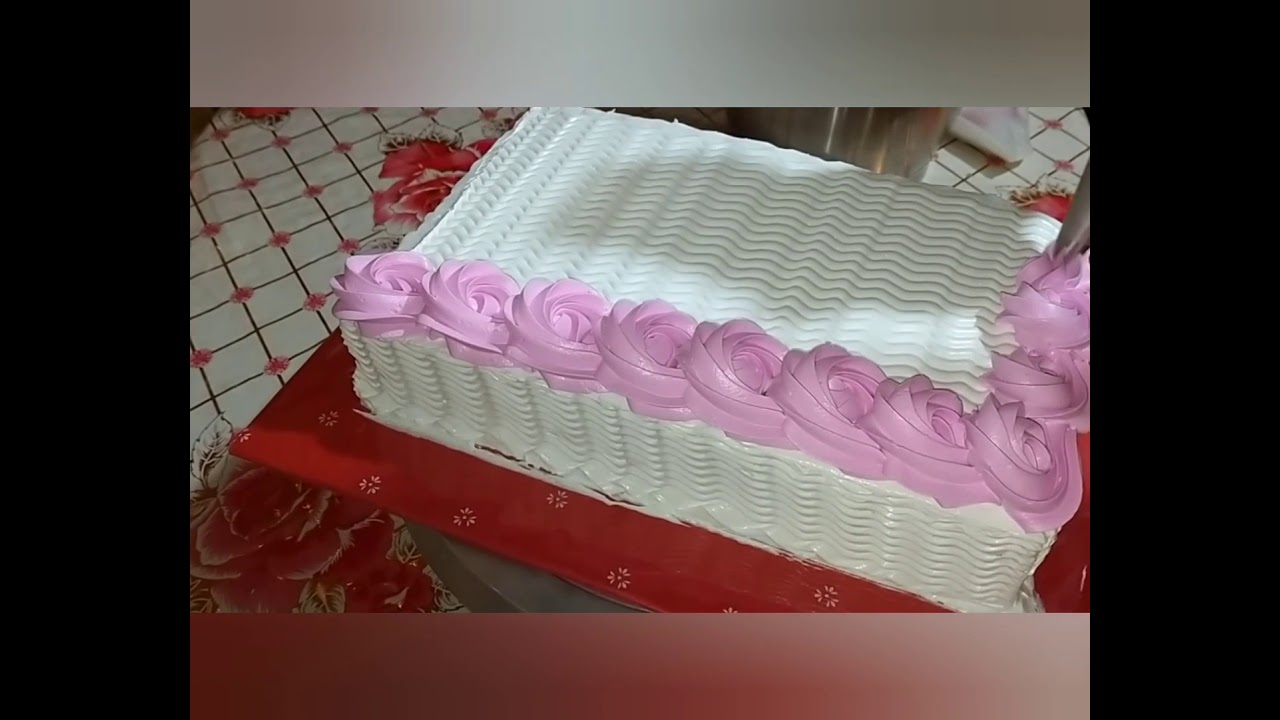 How to decorate a simple rectangle cake design - YouTube