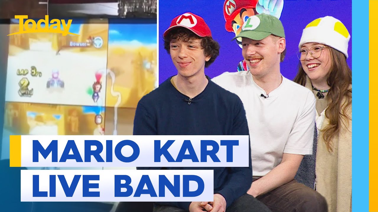 Interactive Mario Kart with live band playing the soundtrack and noises | Today Show Australia