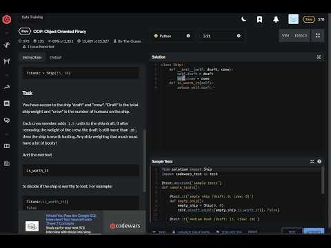 codewars python OOP Object Oriented Piracy