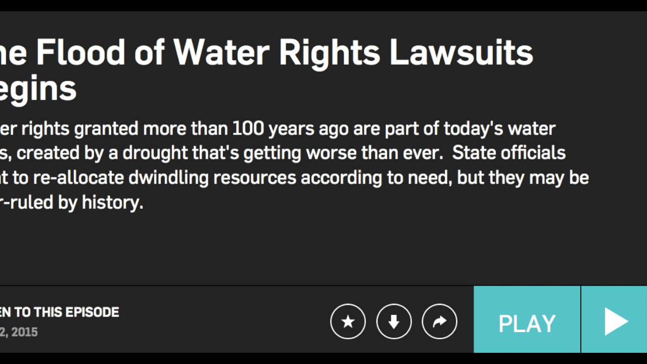 The Flood of Water Rights Lawsuits Begins