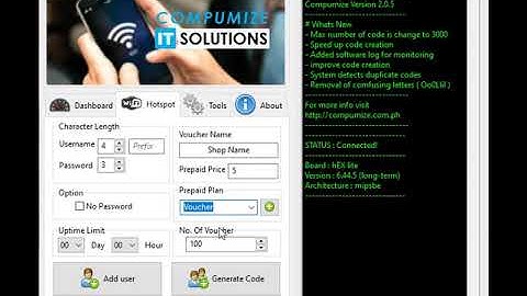 Generate Hotspot Voucher Code in Mikrotik using Compumize (username/code only)