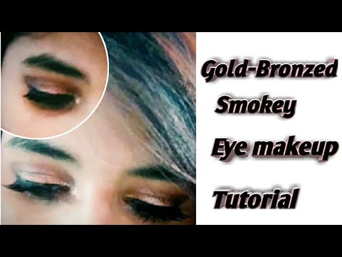 Gold-Bronzed smokey Eye Makeup tutorial | easy party eye makeup | Adorable Adeeba