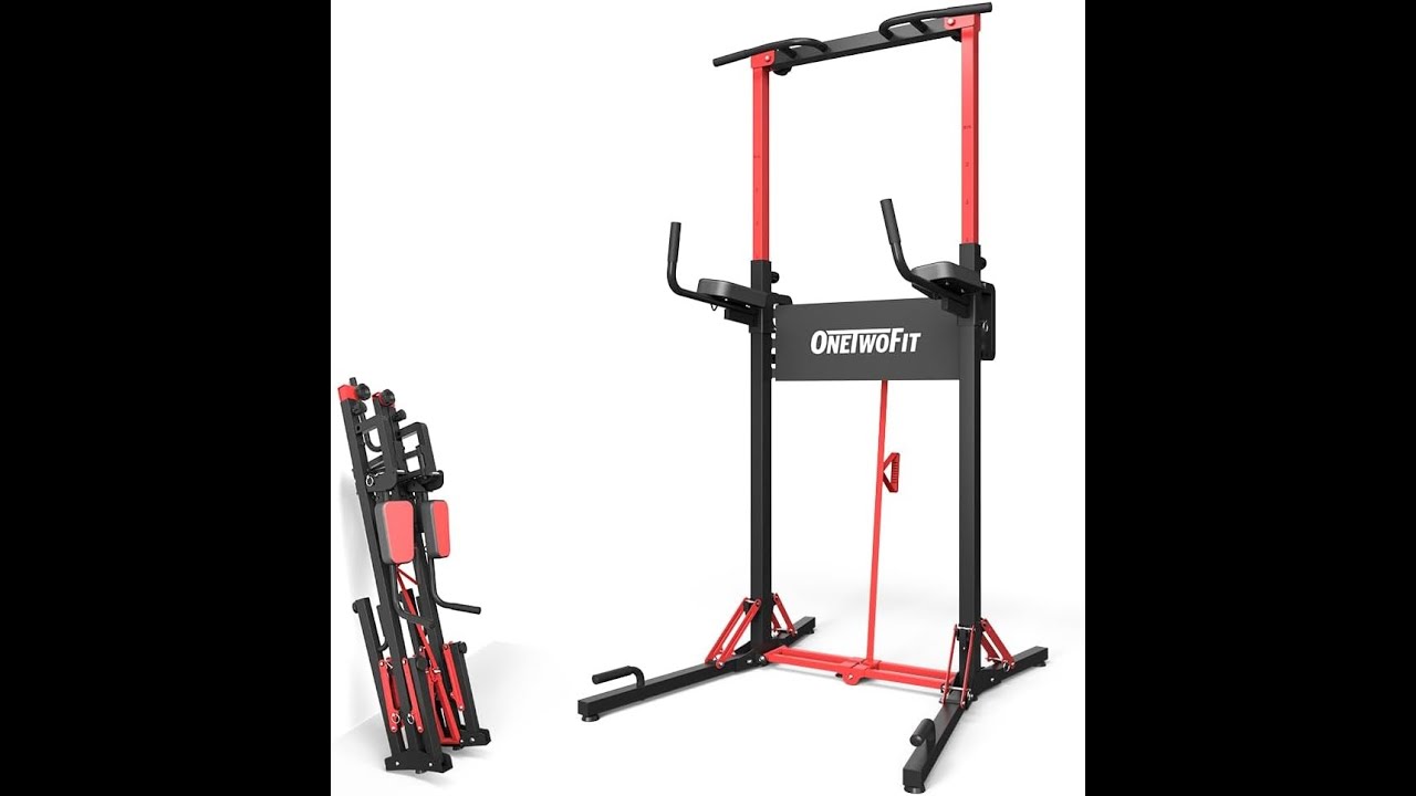 ONETWOFIT Power Tower Multifunzione pieghevole Barra per trazioni Regolabile Palestra di casa