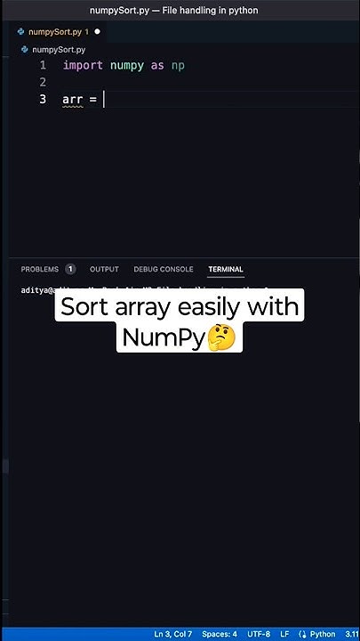 Python Programming : How to sort an array easily ? Numpy 🔥 #python # ...