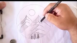 how to draw mountain landscape scenery in hand step by step hihi pencil