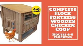Complete Flock Fortress Wooden Chicken Coop, Holds 4-6 Chickens, Ducks, or Rabbits