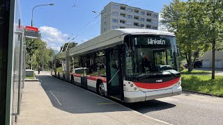 [4K60]St. Gallen Bus 1 Front POV drive Stephanshorn→Winkeln Hess lighTram 3