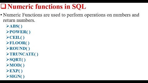 Numeric Functions in SQL