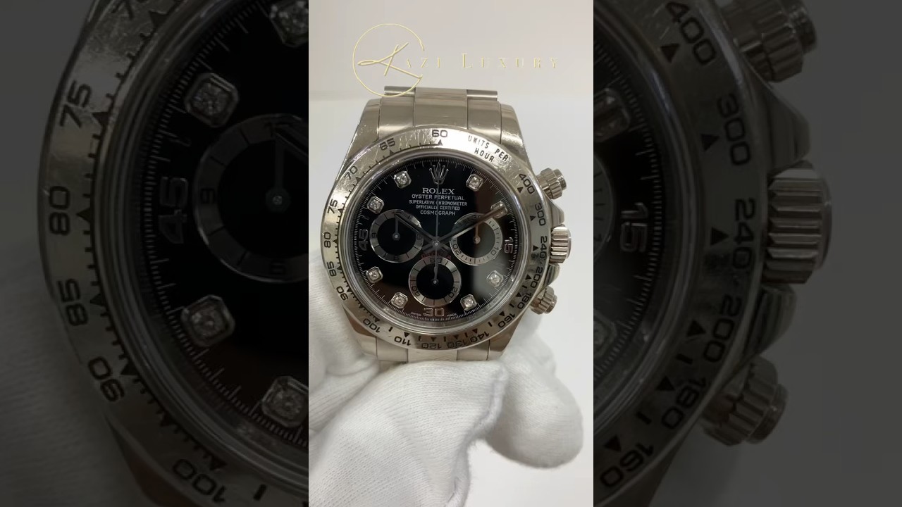 Rolex-Cosmograph Daytona 40mm White Gold - Chronograph Black Diamond Dial  - Bracelet 116509 - 2008