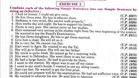 synthesis exercise 2 | synthesis of sentences by using infinitive | infinitive solved exercise