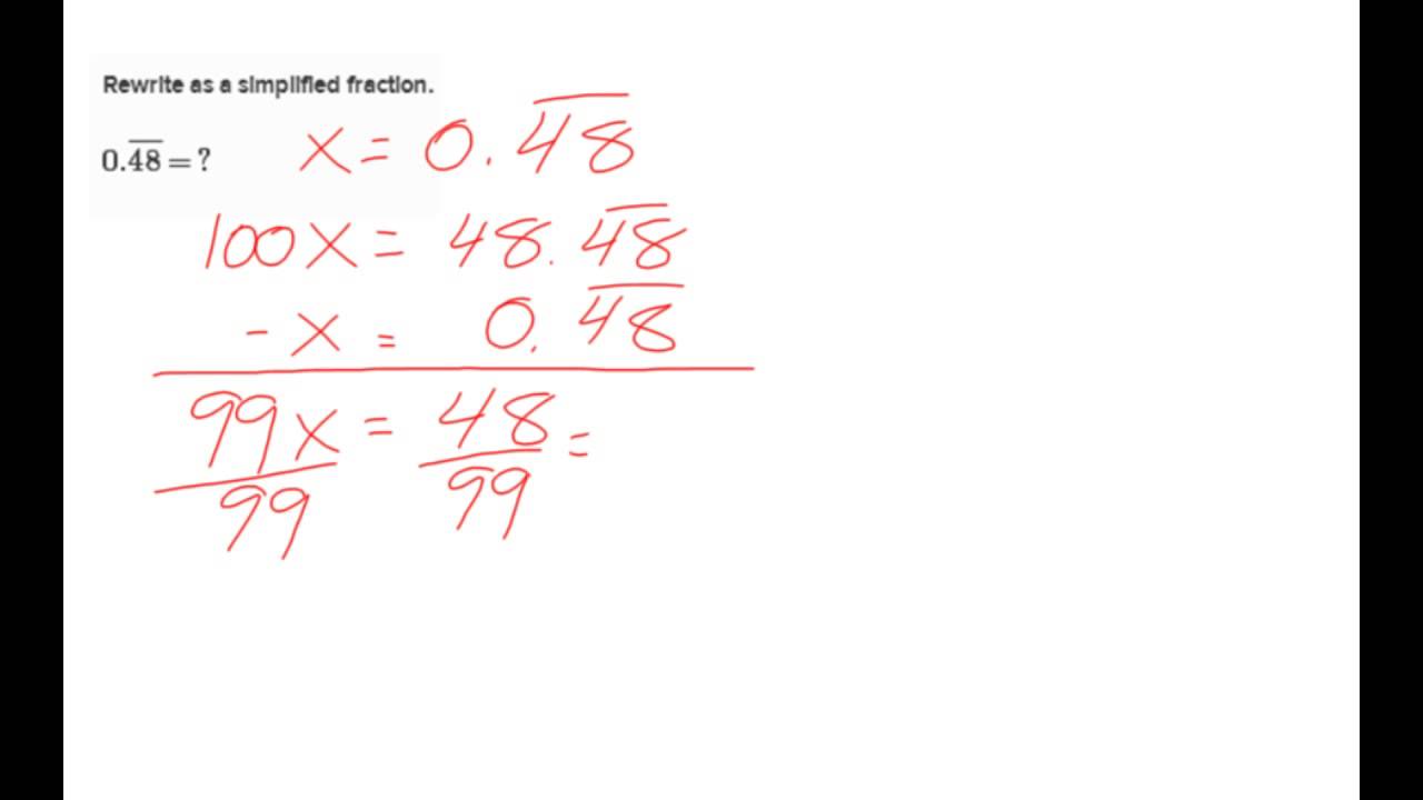 Converting Multi-digit Repeating Decimals to Fractions - YouTube