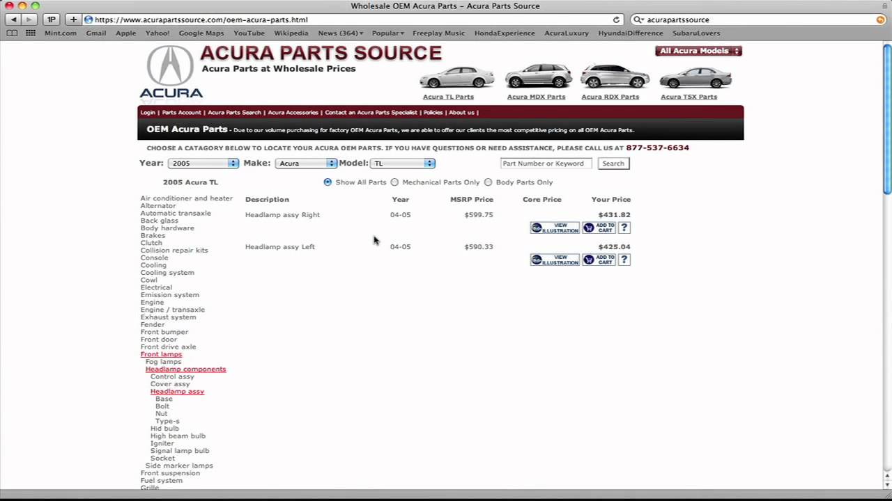 Acura Parts Source- Genuine Acura Parts at Wholesale Prices- Site