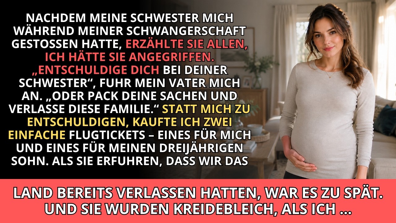 Es war nur ein kurzer Stoß gegen meine Schulter, als ich im achten Monat schwanger war—aber das Schlimmste war nicht der Sturz über die Garagenstufen. Es war das Gesicht meiner Schwester, als sie...