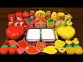 RED vs YELLOW Heart ! Mixing Random Things into GLOSSY Slime ! Satisfying Slime Videos #214