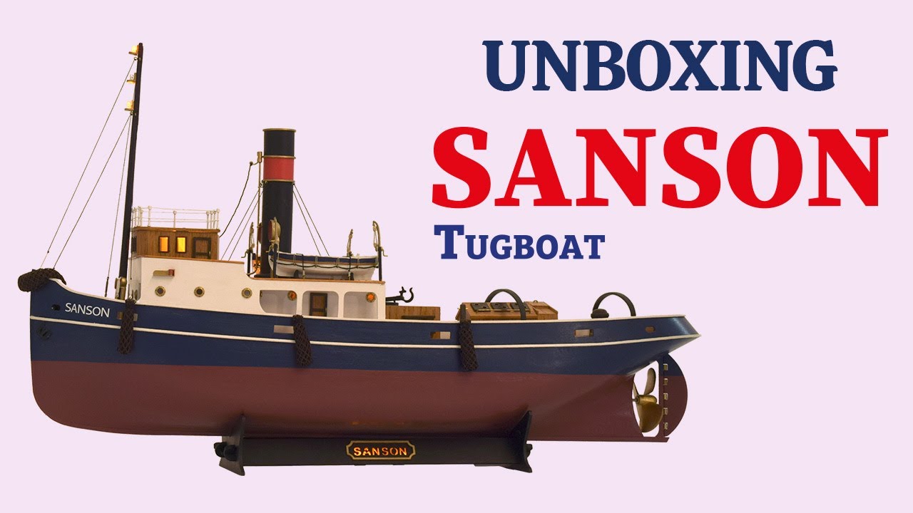 Wooden Model Ship Kit. 1940's Tugboat Sanson at 1:50 Scale