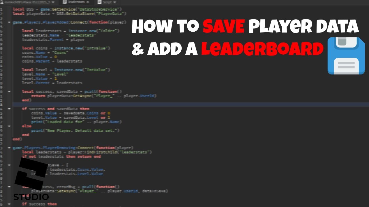 How to SAVE Player Data & Add a Leaderboard in Roblox (EASY DataStore ...