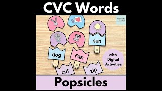 Popsicle CVC Word Puzzles for Decoding in Reading and Literacy Centers, Small Groups, etc.