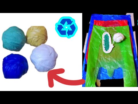 طريقتين لتحويل أكياس التسوق إلى خيط كروشيه جربتهم وعملت منهم سلة خبز مفرش وسجاده تحويل