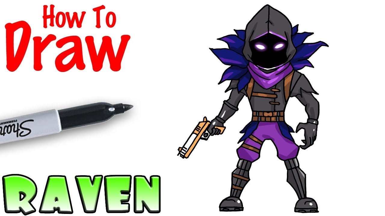 how to draw raven fortnite - skin fortnite png miniature