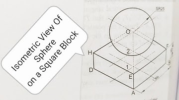 Isometric View Of Sphere on a Square Block//Engg. Drawing //Engg. Graphics