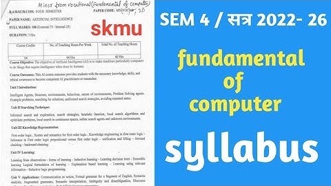 Fundamental of computer Minor 2b Semester 4 Syllabus ||  artificial intelligence Semester 4 || 