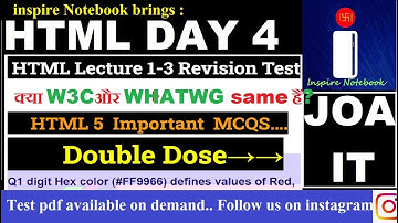 HTML 5 Important MCQs | HTML Revision Test , (day 1-3) | JOA IT 939