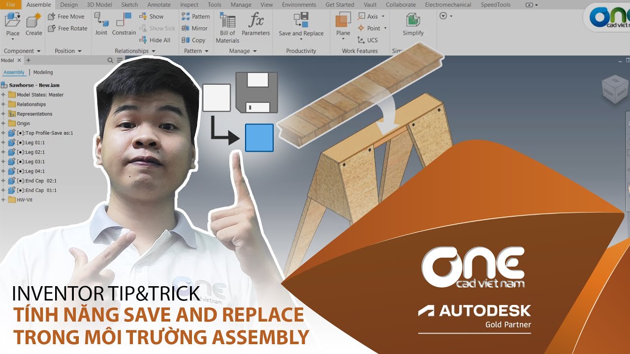 OneCADVN | Inventor Professional Tip&Trick | Tinh năng Save and Replace trong Assembly