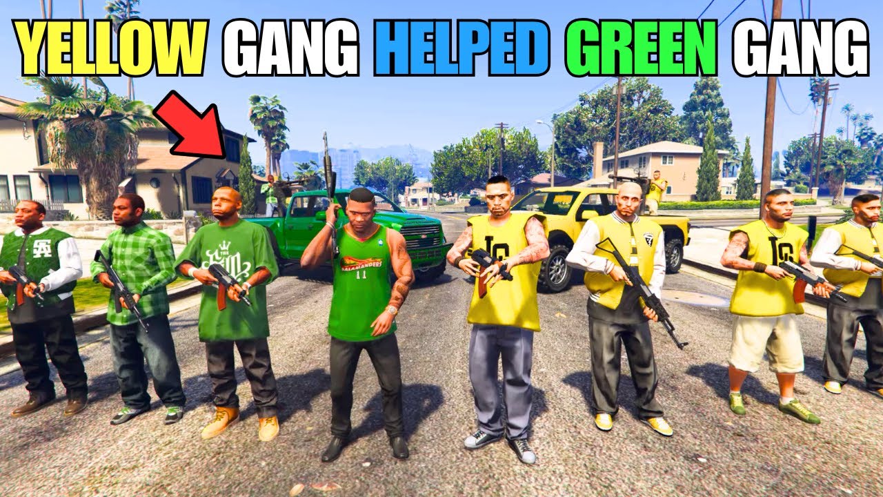 Franklin's GREEN GANG Attacked BLACK GANG With the Help Of YELLOW GANG In GTA5