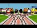 8 Mega Trains Crossing By Bumpy Curvd Railroad Tracks || train gameplay || train simulator classic 