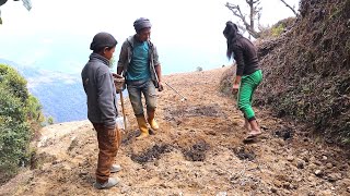 Planting Potatoes seeds in the farm || Winter farming in the village ||