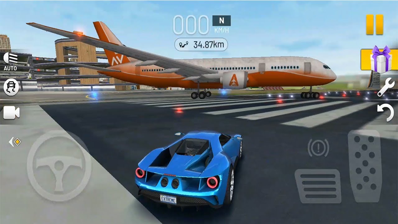 Extreme Car Driving Simulator Blue Luxury Turbo Car Driving Airport