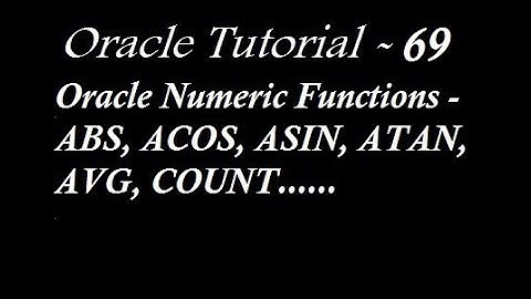 Numeric Functions in Oracle Database