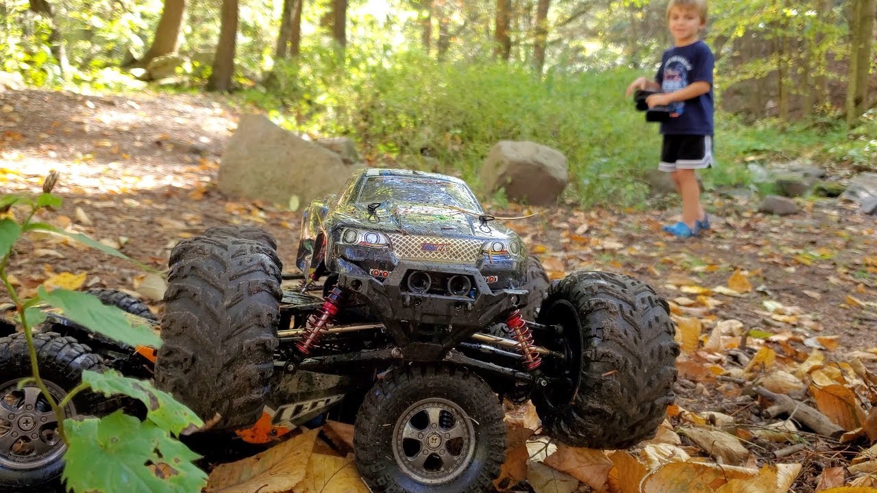 CRASHING OUR RC TRUCKS IN THE WOODS!