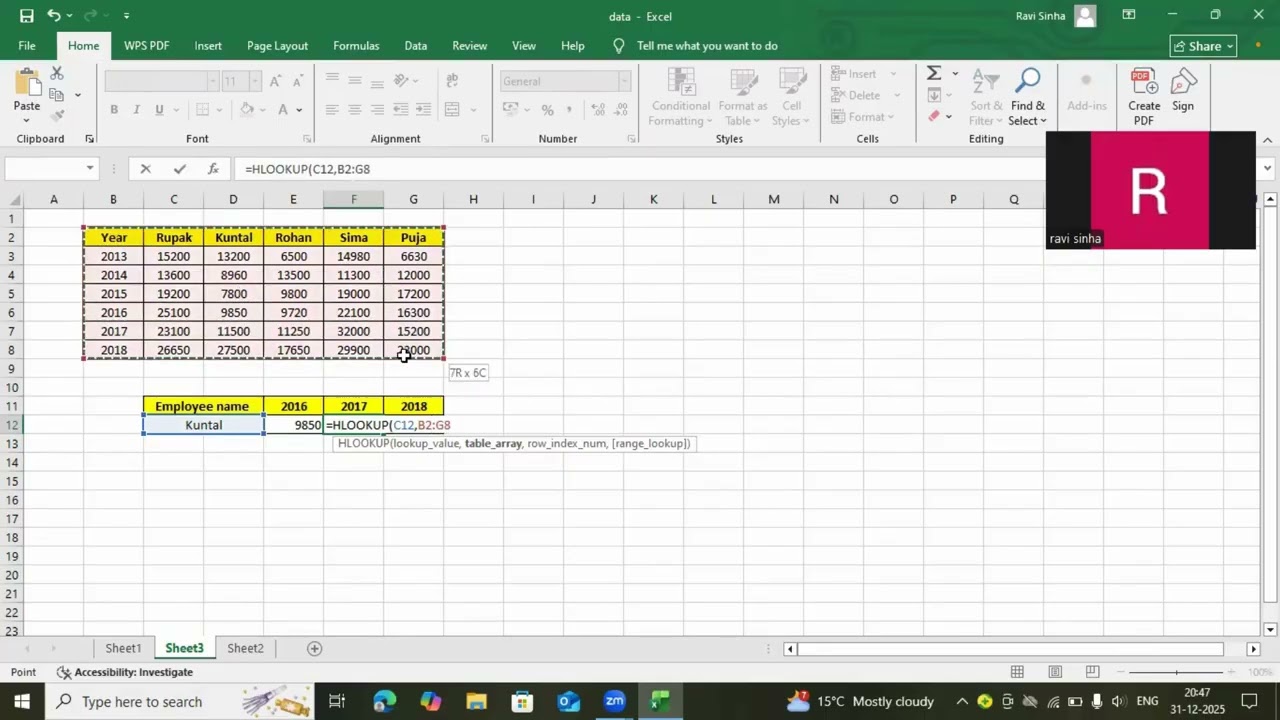 hlook up in excel