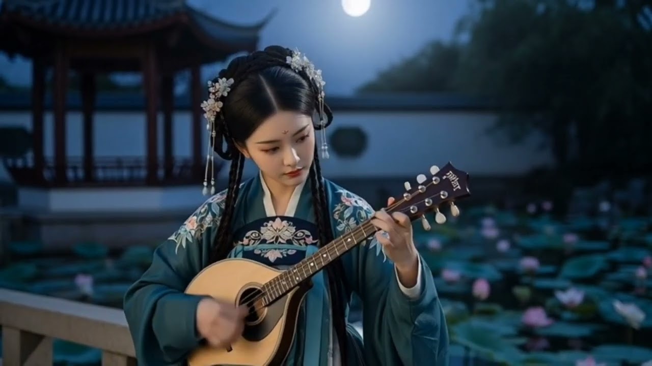 Playing music in the quiet night under the 