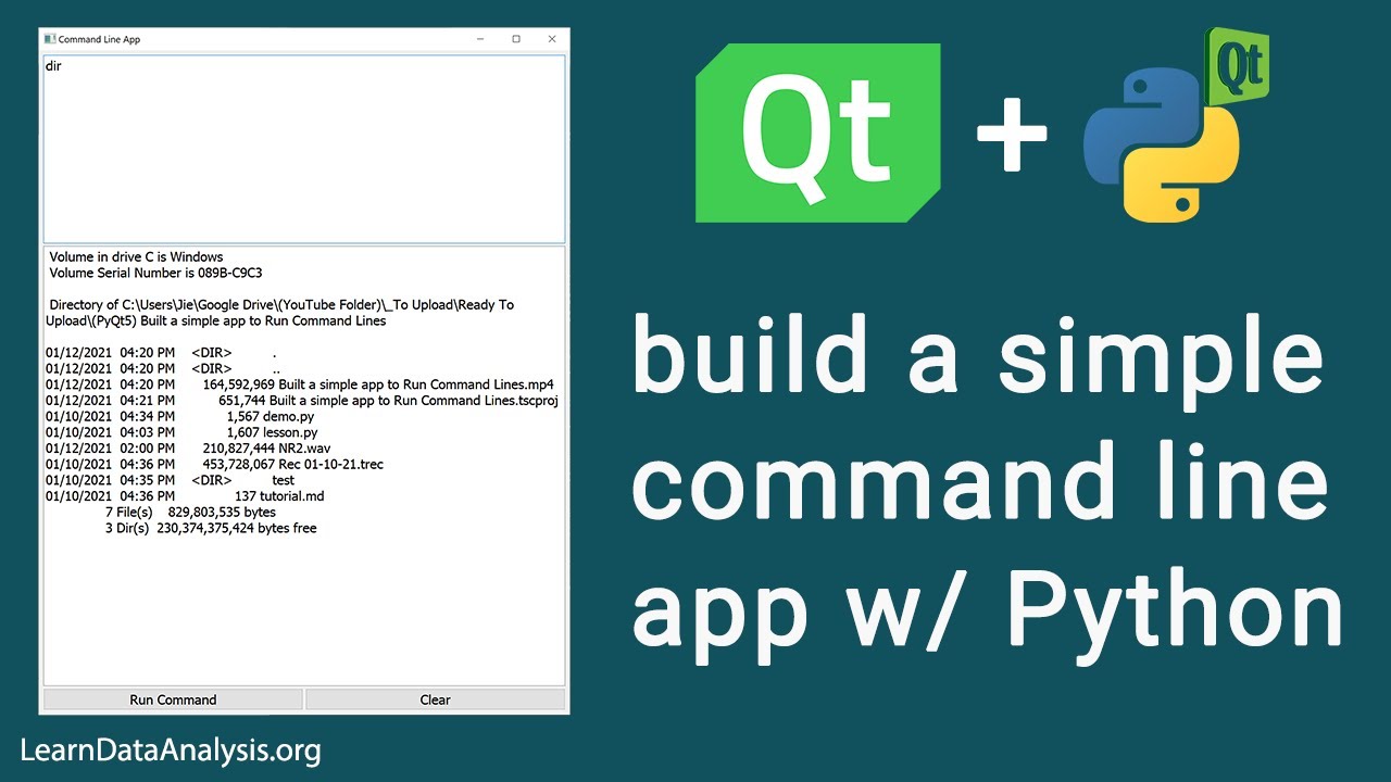 Command line interface Python. Python for Geeks. Qt QPROCESS write.