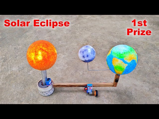 Solar eclipse model Science Project | how to make solar and lunar eclipse model | solar system model class=