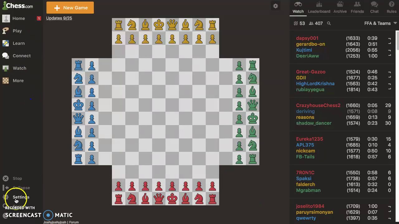 How to set up a 4 Player Chess game to play with your friends