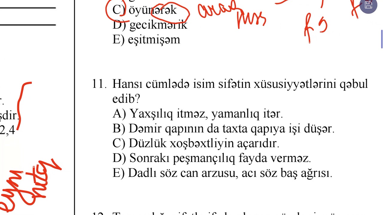 9 cu sinif buraxl  Azrbaycan dili suallar izah 