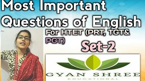 Most Important Questions Of English For MPTET/HTET& KVS)|Set-2|By Gyan Shree Educational Tutorial