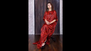 Plus Size Red caftan Dress Silk Kaftan Dress Women full length Silk kaftan screenshot 3