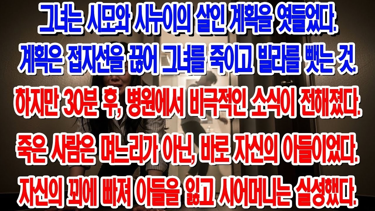 며느리를 죽이려 판 함정에 제 아들이 감전사하자 시어머니는 그 자리에서 미쳐버렸다     부모자식갈등   사연 이야기   오디오북