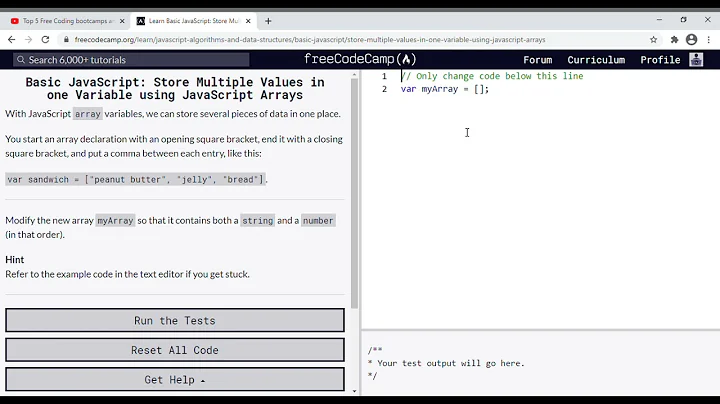 38 - Learn Basic JavaScript   Store Multiple Values in one Variable using JavaScript