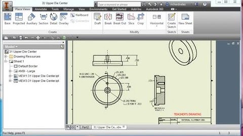 8.1.P Button Maker 31 Upper Die Center Drawing